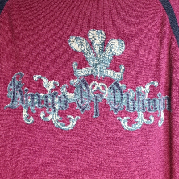 Juicy Couture Cashmere Zip Up Sweater Cardigan Size Medium Burgundy Red *FLAWS* - Picture 11 of 12